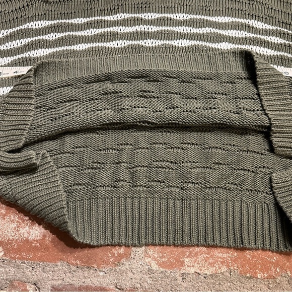 Cabi  Scout Pullover Med Green Striped Open Knit Long Sleeve Oversized sweater - Picture 10 of 16
